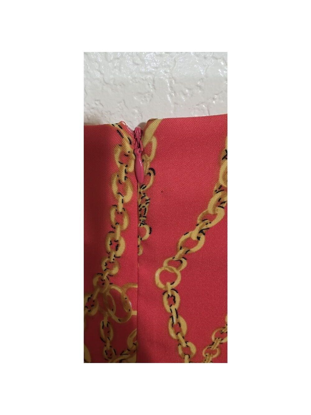 RN Studio Ronni Nicole Sleeveless Fitted Orange Chain Design Women's Dress Sz 10 - Picture 5 of 11